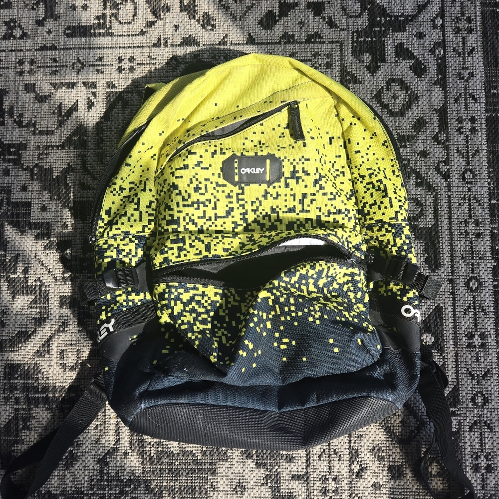 Oakley Pixelated Yellow and Black Backpack